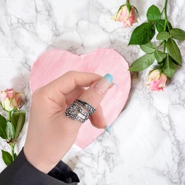 LRGKMCWTOB Retro Flower Ring 925 Sterling Silver Vintage Flower Stacking Band Ring Simple Thumb Statement Rings Victorian Flower Open Adjustable Boho Floral Statement Jewelry for Women (Size 6)