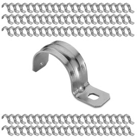 OhLectric 1 Hole 1/2 Inch Pipe Strap - Reinforced Rib For Extra Strength - Zinc-Plated Steel Pipe Strap Clamp For Rigid & IMC Conduit - Snap-On Installation - Pack Of 100; OL-43046
