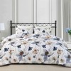 Nanko Blue Floral Duvet Cover Set Queen Size, Beige Tan