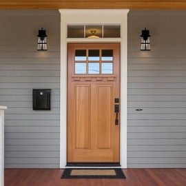 Robert Stevenson Lighting Nantucket - Coastal Metal and Glass Wall Mounted Outdoor Lantern Light, Matte Black