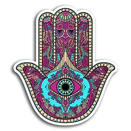 2 x Hamsa Hand Vinyl Decal Sticker - Religion All Seeing Eye Spiritual #19372 (10cm Tall)