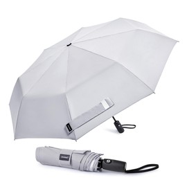 G4Free 46 Inch Reflective Travel Umbrella for Rain Large Windproof Auto Open Close Folding Compact Umbrellas, Strong Fiberglass Frame for Men Women (Plain)
