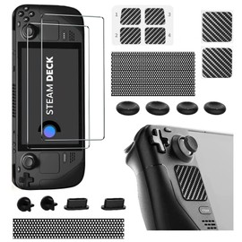 Steam Deck Accessory Kit 18 in 1 Touchpad Protective Seal Button Sticker Dust Plug Stick Cover Dust Filter Reinforced Film Shock Absorption Anti Slip Scratch Resistant