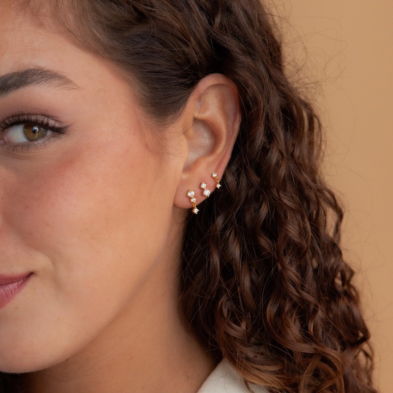 3 Pairs Stud Earrings for Women 14k Gold Stud Earrings