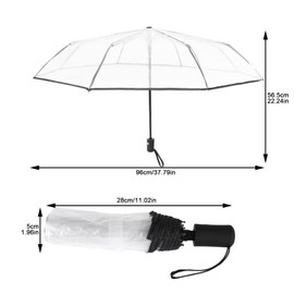 Juwacoo Transparent Automatic Pocket Umbrella Automatic Transparent Pocket Umbrella Storm Proof Umbrella Mini Storm Umbrella Small Automatic Black Design, black