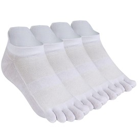 Meaiguo Men's Toe Socks-Breathable Low Cut Five Finger Socks for Running Athletic|Arch Support(White)