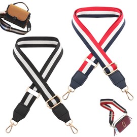 [BetterJonny] 2 Pcs Shoulder Bag Replacement Belt, Polyester Cotton + Leather Wide Cloth Replacement Belt Length Adjustable Handbag Messenger Bag Canvas Shoulder Strap for Women Crossbody Strap,