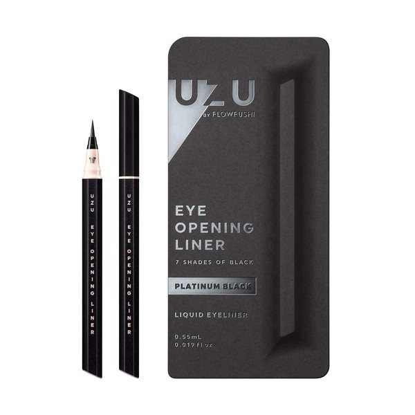 UZU BY FLOWFUSHI Seven Shades of Black [Platinum Black] Liquid Eyeliner Off Hot Water Hypoallergenic