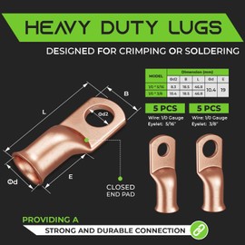 GearIT 0 Gauge CCA Ground Wire (25FT Each - Black and Red) All-in-One Kit: Crimping Tool, Cutter, 10 Lugs, and 20 Heat Shrink Wrap