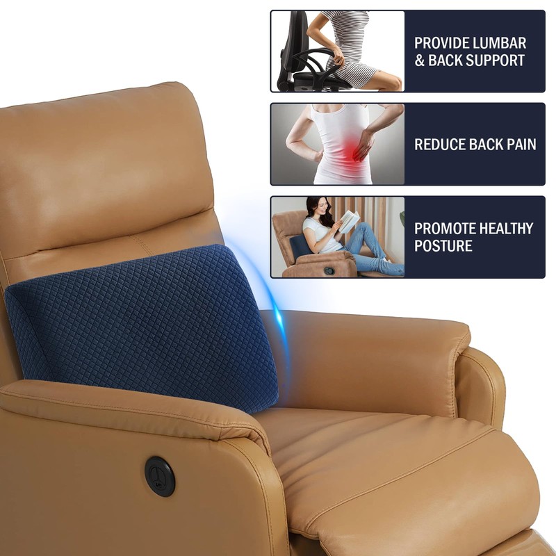 HOMBYS Lumbar Support Pillow for Recliner Chair, Memory Foam Back