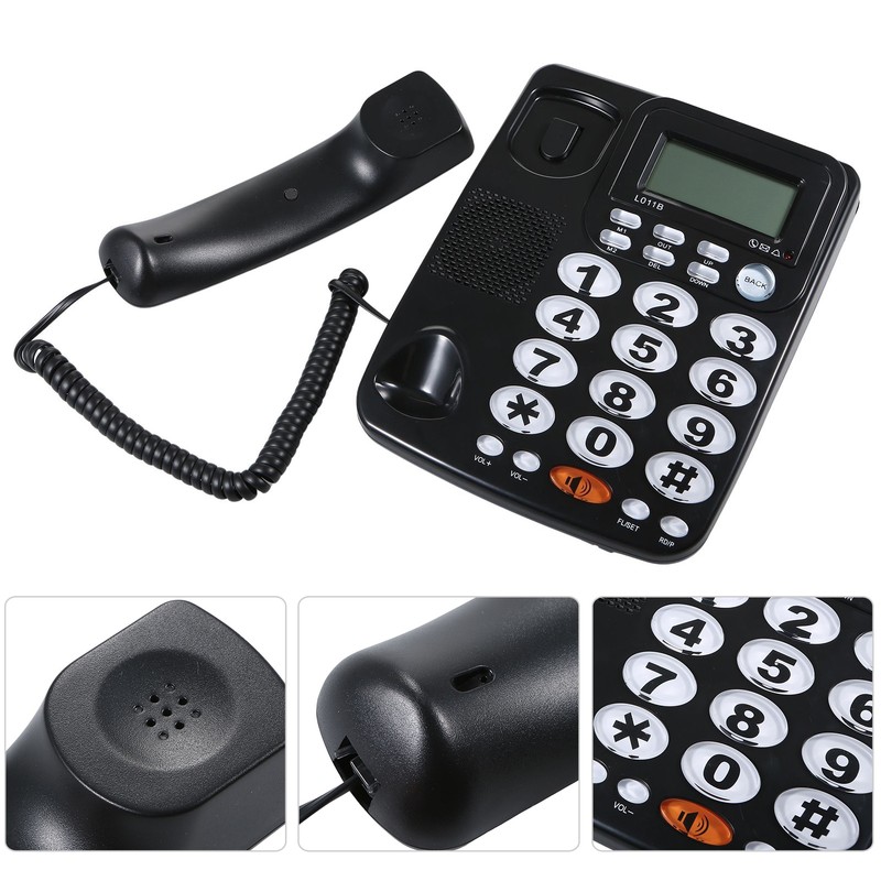 Desktop Wired Landline Telephone with Large Buttons Hands-free Calls Adjustable