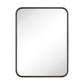 GRACTO 24x32'' Oil Rubbed Bronze Mirrors for Bathroom, Dark Bronze Vanity Mirror, Rounded Rectangle Mirror, Stainless Steel Anti-Rust Tube Metal Frame Wall Mounted Mirror, Vertically/Horizontal