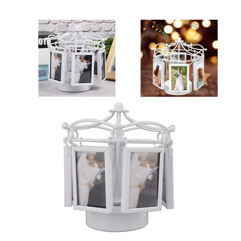 Rotating Photo Display Frame Multifunctional Removable Stable Metal Desktop Photo