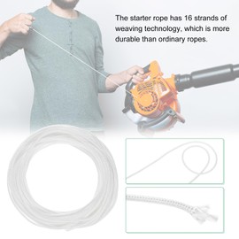 M METERXITY Recoil Starter Rope Pull Cord 2.5mm 10m Pull Starter Rope with Handles Nylon Pull Cord Pull Starter Rope for Mower/Chainsaw/Trimmer/Brush Cutter [White,Black]