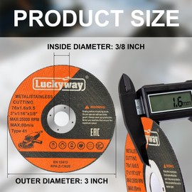 Luckyway 3 Inch Cut Off Wheels, 3" x1/16 x3/8" Cutting Wheel, Metal & Stainless Steel Cutting Disc for Die Grinder - 12 Pack