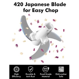 GDL Food Chopper, Pull Onion Chopper Dicer, Hand Powered Food Chopper, Fast Cutting Hand Chopper Mincer for Oinon, Garlic, Nut, 3.4 Cups 0.8L, White