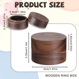 Ajcotahm Wooden Ring Box for Wedding Ceremony, Round Pine Wood Ring Holder Single Slot Engagement Ring Box for Proposal Anniversary Birthday
