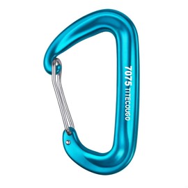 TITECOUGO 1T Carabiner, 2,697.7 lbf, Mountain Climbing, D-Ring for Tools, Sling, Hammocks, Belts, Pouches, Tools, Fishing, Workbench, Gadgets, Side Bag, Accessory Holder, Sky Blue, 1 Carabiner