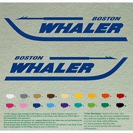 Pair of Boston Whaler Compatible Replacement Decals Vinyl Stickers Boat Outboard Motor Set of 2 (24" X 5", Blue 067)