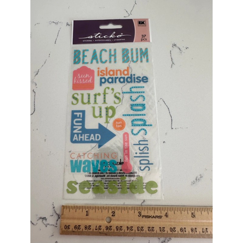 Sticko Autocollant Beach Bum Splash Fun Ahead Seaside Waves Sun