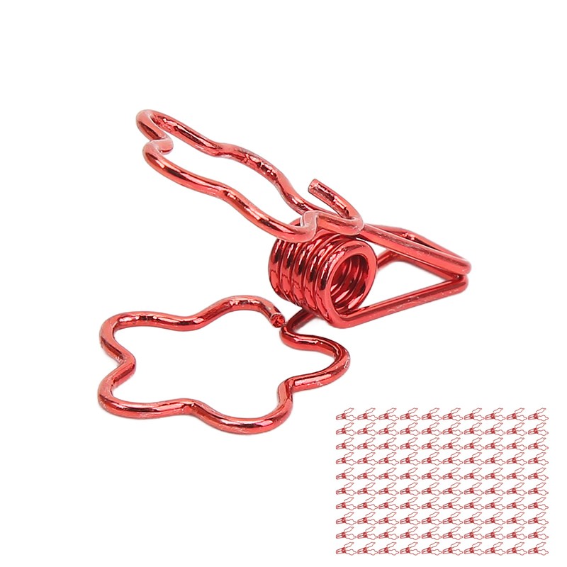 100pcs Binder Clips Flower Shape Hollow Long Tail Cartoon Metal