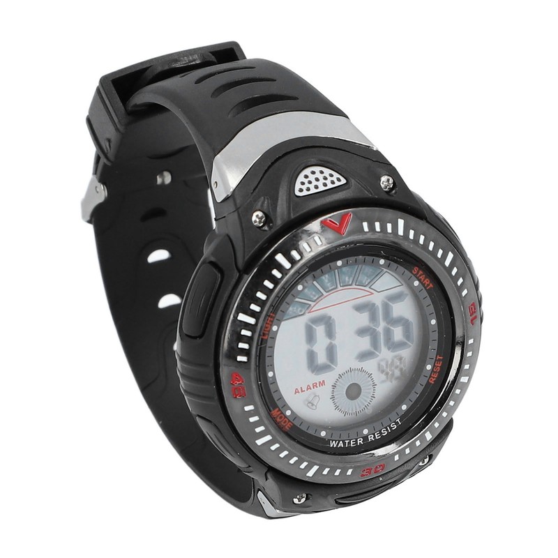 Black Men Digital Watch Waterproof LED Backlight Stopwatch Countdown 12/24