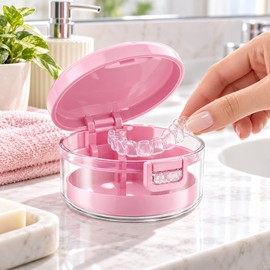 2-in-1 Retainer & Denture Case for Daily Storage – Multi-Layer Box with Magnetic Cap & Cleaning Brush for Oral Appliances