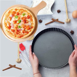 Nonstick Quiche Tart Pan 3 Pack, 28&26&24cm Removable Loose Base Bottom Carbon Steel Tart Pie Mould Set of 3 (28&26&24cm)
