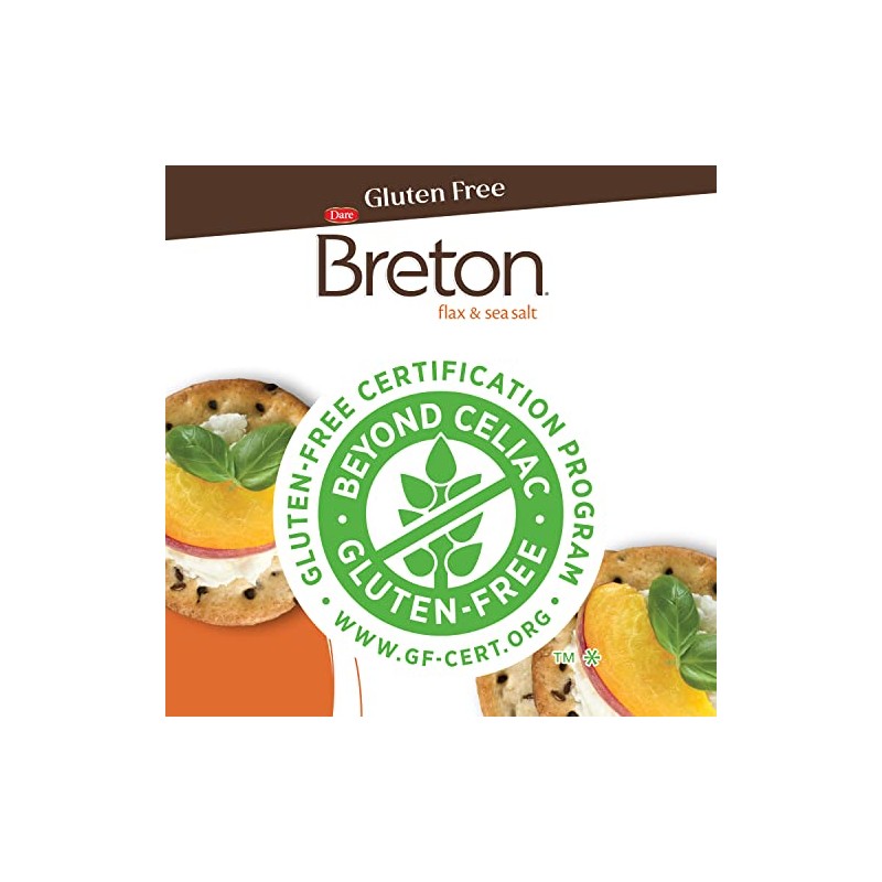 Dare Breton Gluten Free Crackers, Original with Flax, 4.76 Ounce,Pack
