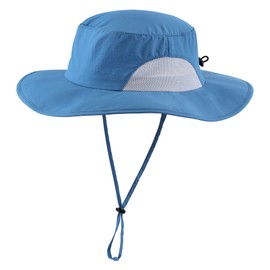 Home Prefer UPF50+ Mens Sun Hat Wide Brim Fishing Hat UV Protection Portable Mesh Bucket Sun Hat Blue