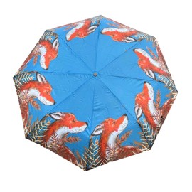 Alex Clark Fox Umbrella - Compact Foldable Travel Rain Umbrella - animal design - British Wildlife gifts