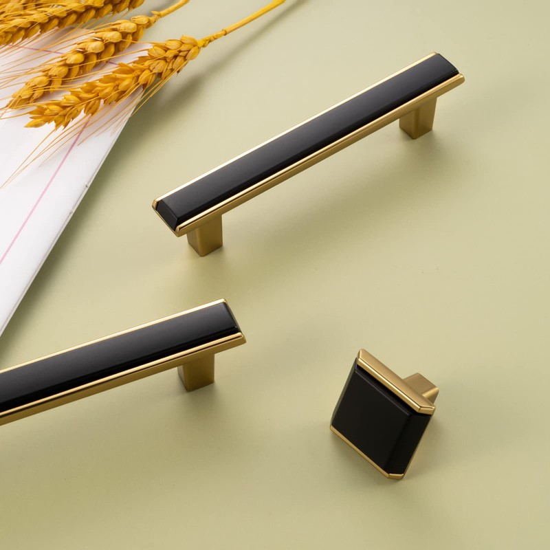 BEROSSA Black and Gold Cabinet Pulls Matte Black and Gold