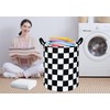 19.7 Inch Round Laundry Hamper Black Check Laundry Basket Fabric