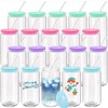 Snow Globe Plastic Tumbler Cup Set for Drinks Glass Cups