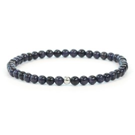 Blaufluss Armband mit 4mm Perlen - verschiedene Längen - Heilstein Schutzstein Talisman Glücksbringer Geschenk (Blaufluss, 18CM)