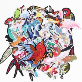 Random Assorted Styles Embroidered Patches, Sew On/Iron On Patch Applique for Clothing Accessories (35PCS Birds Set)