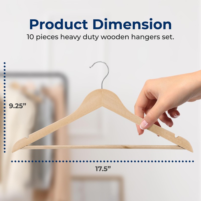 SereneLife 80-Piece Solid Wooden Hangers Set for Clothes – Heavy