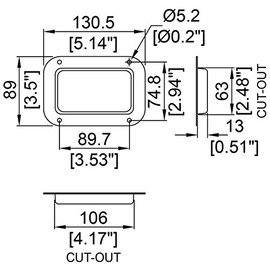 Penn Elcom Recess Dish Blank Steel Black for Case/Cabinet 5.14' x 3.5'' D0941K