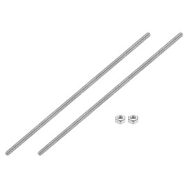 sourcing map 1/4"-20 Fully All Threaded Rod, 2 Pcs 304 Stainless Steel Long Threaded Screw 10" Length Right Hand Threads for Furniture Mounting Assembly Fastening