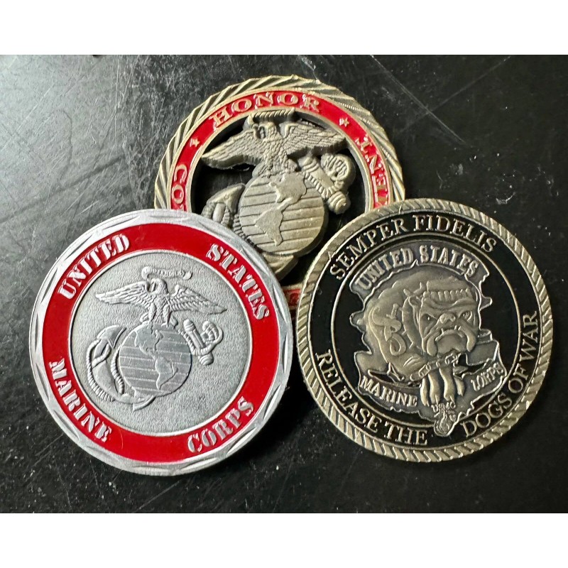USMC United States Marine Corps Challenge Coin Set Of 3