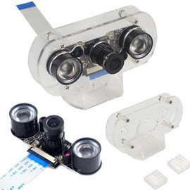 VOANZO Night Infrared Camera Pi 3b+ 4b Camera Module Night Vision Camera 1080 OV5647 Adjustable Focus Module 5MP with Two Fill Lights