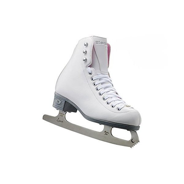 Riedell Skates - 14 Pearl Jr. - Youth Recreational Ice Figure Skates with Steel Luna Blade for Girls | White | Size 9 Youth