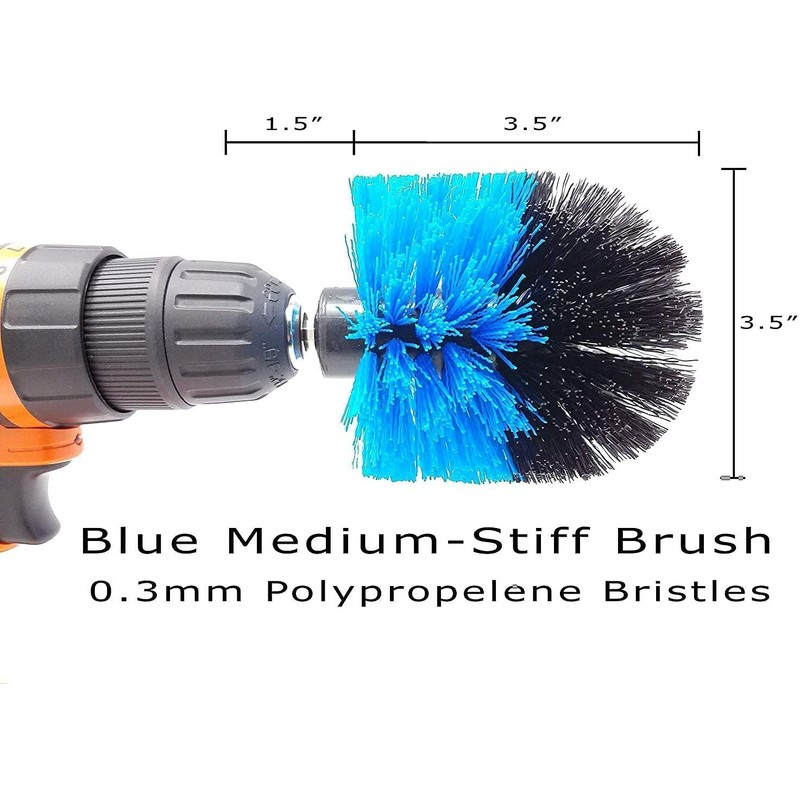 2-Pack Cone Drill Powered Brush Attachment for Cleaning Bathrooms, Kitchens,