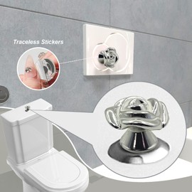 XQIGI 4 Pieces Toilet Tank Button Aid, Rose Toilet button pusher helper Flush Replacement for Women Long Nail Art, Flower Toilet Lid Cover Lifter Handle for Drawer Knobs Decor(Silver)