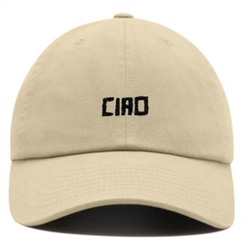 Ciao Baseball Cap Embroidered Cotton Adjustable Dad Hat (US, Alpha, One Size, Beige)