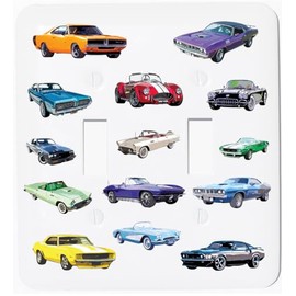 American Classic Muscle Car Light Switch Plate Covers and Outlet Covers Classic Race Car Room Decor (Double Toggle)