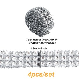 DELORIGIN 4 Pcs Rhinestone Cowboy Hat Bands Cowgirl Hat DIY Accessories Belt Trimmable Bling Sliver Hat Band Western Style Cowboy Cap Belt Decorative Chain for Cowboy Hat Women Cap Clothes Wedding