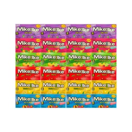 Variety Pack Mike and Ike Candy 24 Count – 4 Each of Jolly Joes, Cherry, Sour Lemon, Berry Blast, Tropical Typhoon, Original Fruits – 0.78 oz – Blue Paper Gift Bag Included 5.25x3.2x8