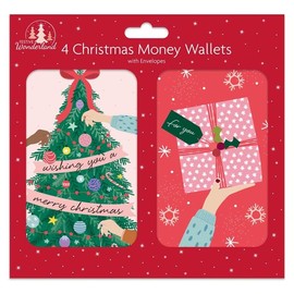 BG Festive XC003223 Christmas Money Wallets Xmas for Cash Gifts & Envelopes, Contemporary - Pack of 4