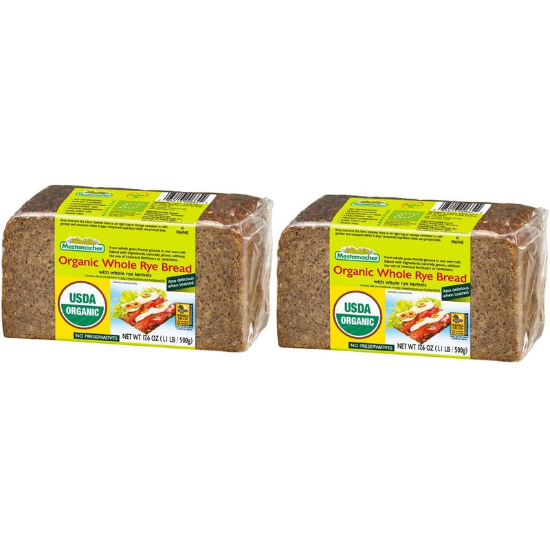 Mestemacher Whole Grain Bread (Organic Whole Rye, 17.6 oz, pack